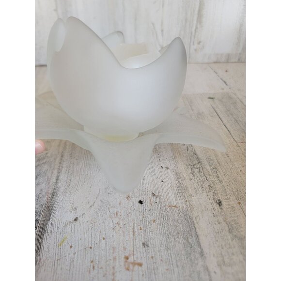 Vintage‎ frosted glass flower candle holder Unique home decor - Picture 5 of 9
